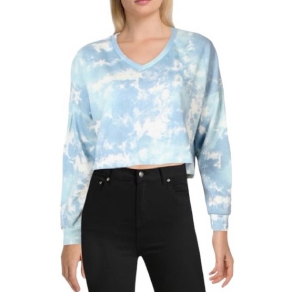 Cropped tie dye blue sweater
